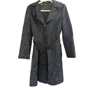 COAST Black Floral Jacquard Witchy Belted Trench Jacket Coat Whimsigoth - Sz 10